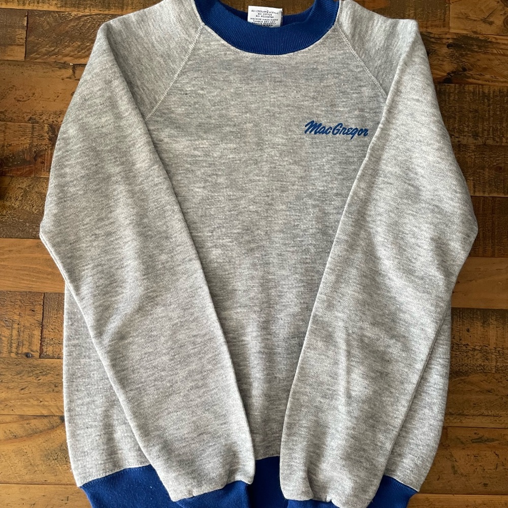 McGregor Heather Gray Crewneck Sweater with Blue Trim